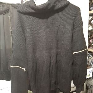 Stylish Black Acrylic Knit Top